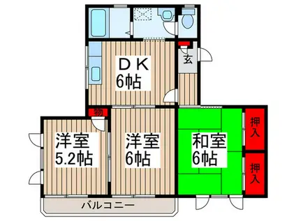 松村マンション(3DK/2階)の間取り写真