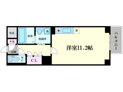 エルヴェ東天満(ワンルーム/3階)の間取り写真