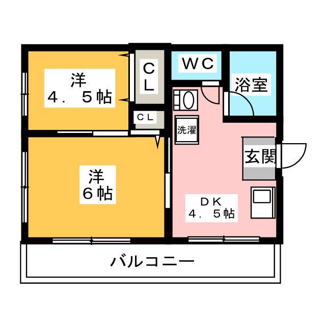 ベイランド登戸ビル(2DK/3階)の間取り写真