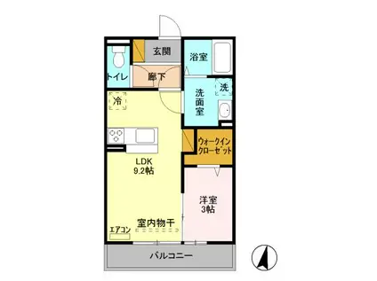 ルナ・エスポワール(1LDK/2階)の間取り写真