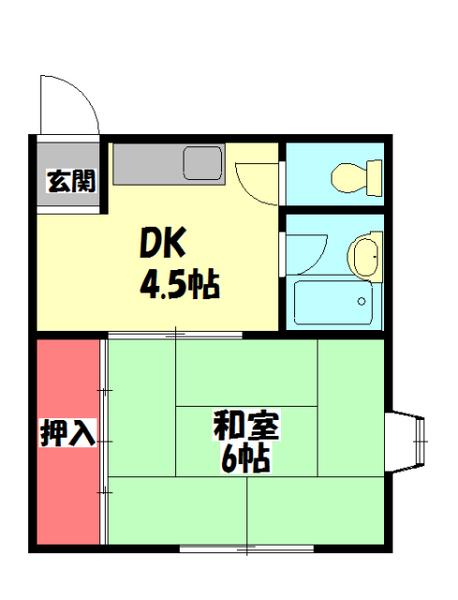 オリエントハイツ(1DK/1階)の間取り写真