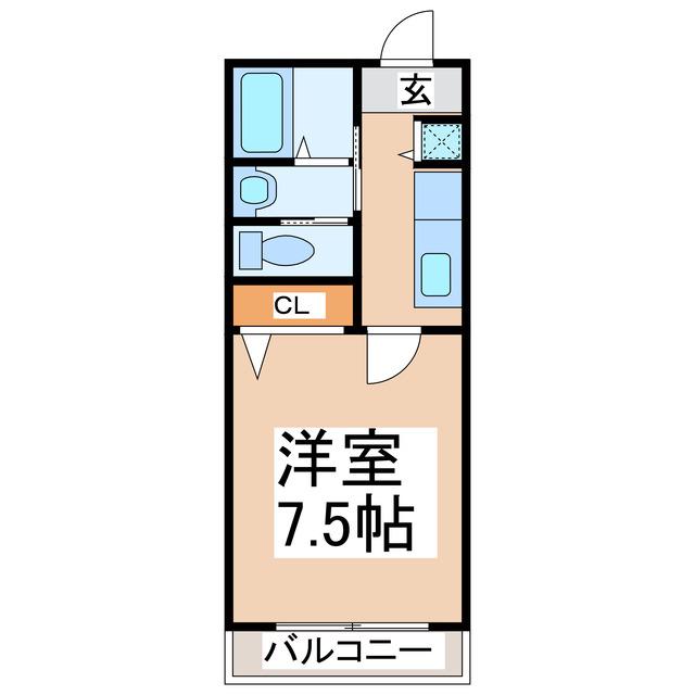 ロイヤルハイツ大窪(1K/2階)の間取り写真