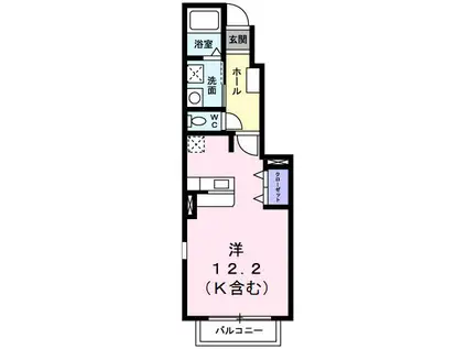 グランツ垂坂III(ワンルーム/1階)の間取り写真