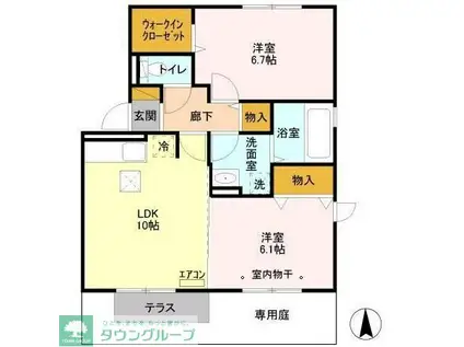 WIT柏(2LDK/1階)の間取り写真