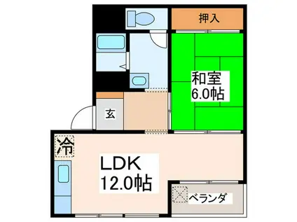 草開ビル(1LDK/2階)の間取り写真