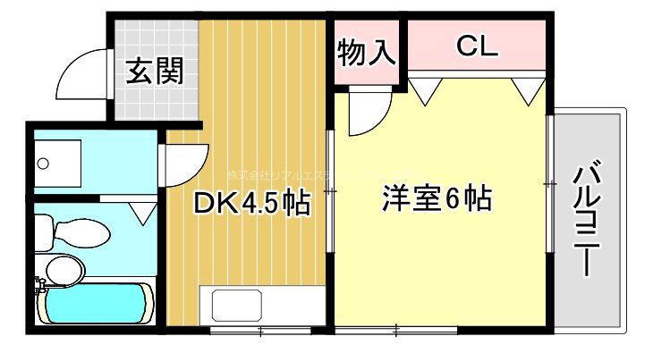 セーターハイツ(1DK/2階)の間取り写真