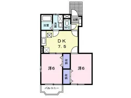 ロイヤルコート春日A棟(2DK/1階)の間取り写真