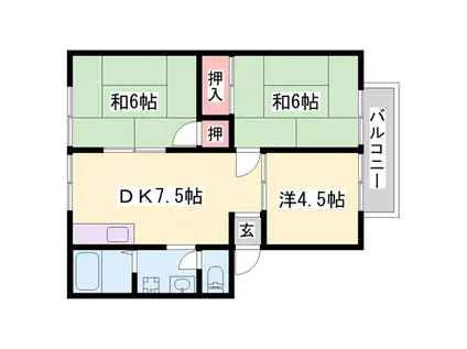 サンシティ平津A(3DK/1階)の間取り写真