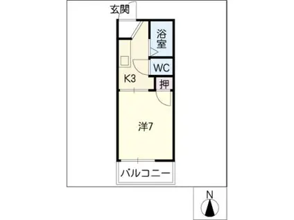 ハイツ鈍池(1K/2階)の間取り写真
