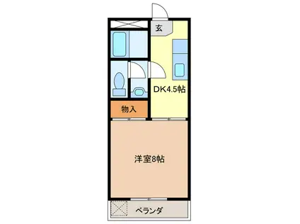 江戸橋ロイヤルハイツ(1DK/2階)の間取り写真