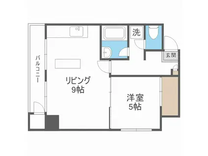 リベルティ大通(1LDK/6階)の間取り写真