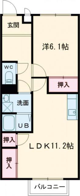 クレストコート(1LDK/1階)の間取り写真