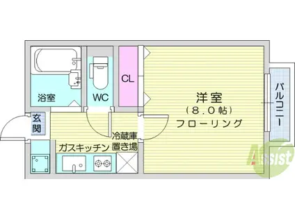 Kハウス(1K/2階)の間取り写真