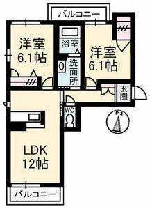 シャーメゾン元町(2LDK/2階)の間取り写真