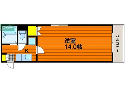 北村ビルSEED21 A棟(1K/3階)の間取り写真