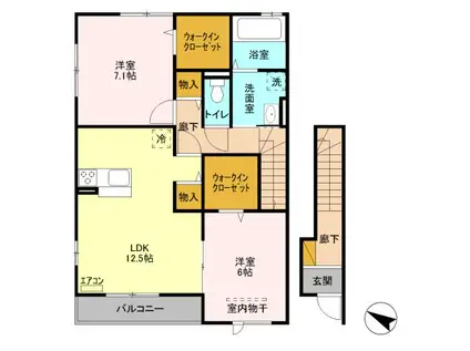 ウエストハイムIV(2LDK/2階)の間取り写真