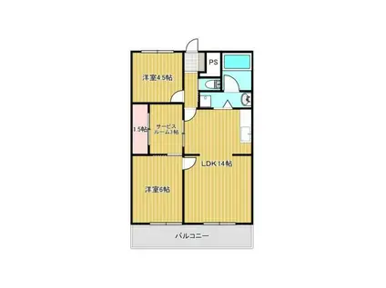 カワイマンションII(2SLDK/1階)の間取り写真