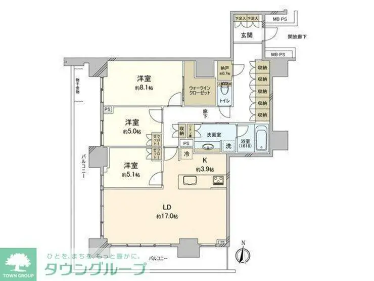 グランドミッドタワーズ大宮フォレストタワー 7階階 間取り