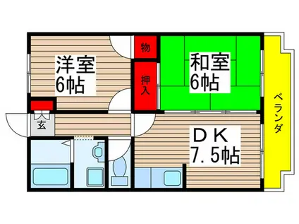 MIKIRESIDENCE(2DK/2階)の間取り写真