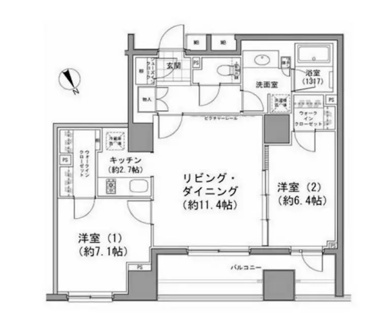 パークハビオ八丁堀 12階階 間取り