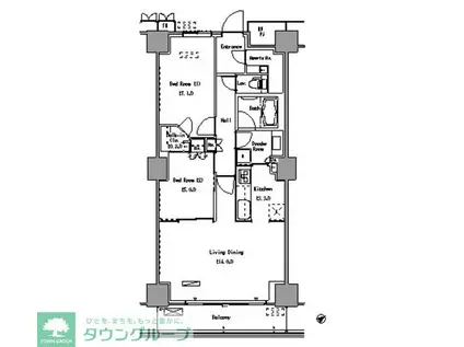 パークアクシス豊洲(2LDK/4階)の間取り写真
