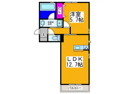 マーベラス三国ヶ丘(1LDK/3階)の間取り写真