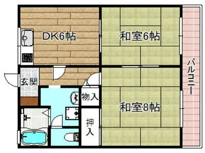 リバティパレス(2DK/2階)の間取り写真