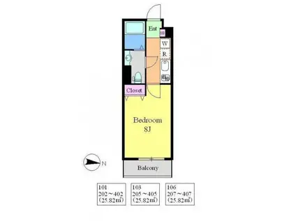 レジデンス毛利イースト(1K/1階)の間取り写真