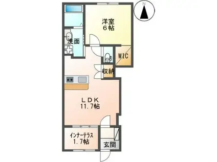 AグランドパレスII(1LDK/1階)の間取り写真