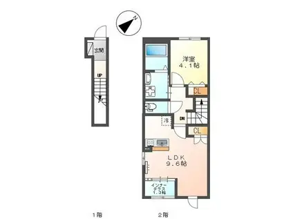 カーサ・グレイス(1LDK/2階)の間取り写真