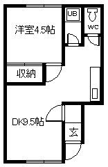 パークハイム(1DK/2階)の間取り写真
