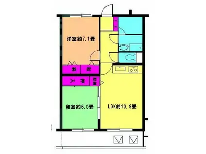 湘南アイランドコースト(2LDK/1階)の間取り写真