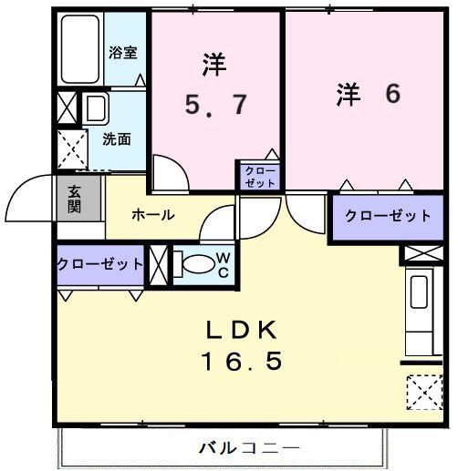 グランジュールKOEI(2LDK/1階)の間取り写真