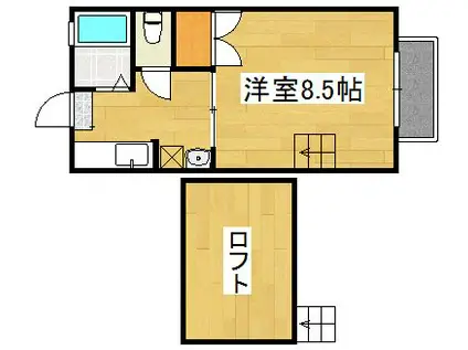 向花ハイツ(1SK/2階)の間取り写真