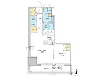 プラウドフラット四谷三丁目(1LDK/7階)の間取り写真