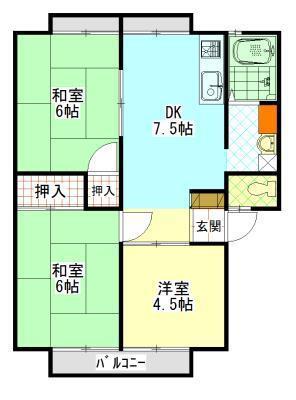 ニューサンシティ川口B(3DK/2階)の間取り写真