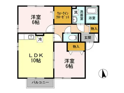 ウィルモア平山(2LDK/2階)の間取り写真