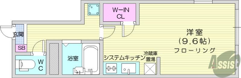 ロワール国見(ワンルーム/1階)の間取り写真