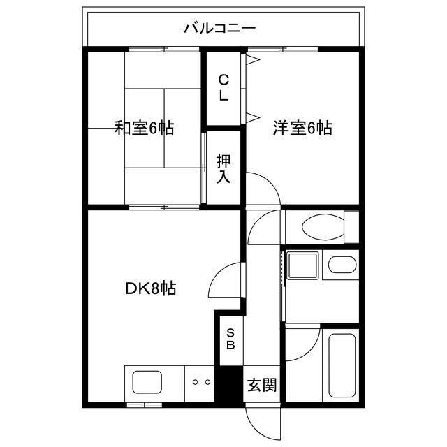 ハイツイベール(2DK/2階)の間取り写真
