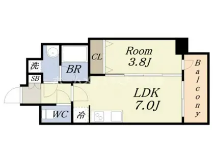 スプランディッド弁天町DUE(1DK/4階)の間取り写真