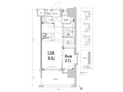 エンクレスト空港通(1LDK/12階)の間取り写真