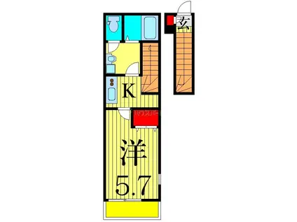 リブリ・四つ木シュトラーセ(1K/2階)の間取り写真