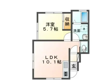 カーサセル(1LDK/1階)の間取り写真