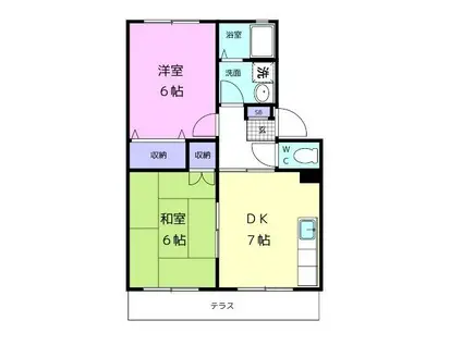 サンシャイン白馬B(2DK/1階)の間取り写真