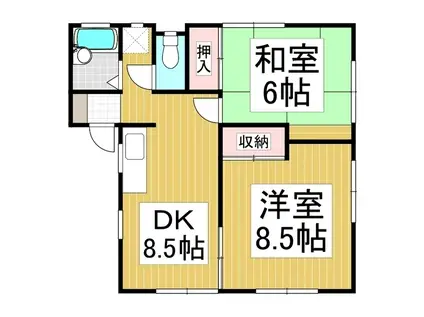 コーポ梨の木B(2LDK/1階)の間取り写真
