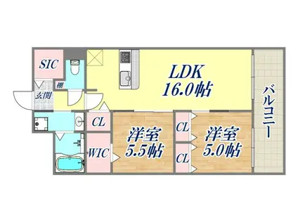 エクセルハイム東灘(2LDK/2階)の間取り写真