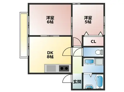 アサンテ(2DK/2階)の間取り写真