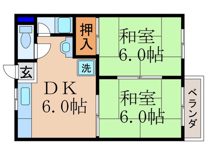 フォーブルゆたか(2DK/2階)の間取り写真