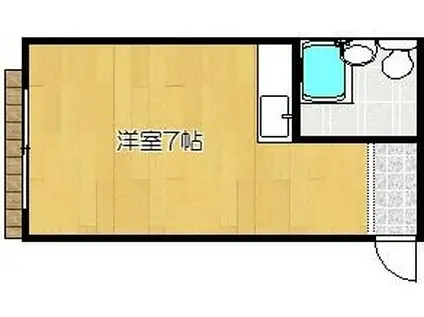 スカイハイツ春日原I(ワンルーム/1階)の間取り写真