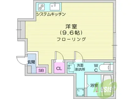 昇龍ビルⅡ(ワンルーム/6階)の間取り写真